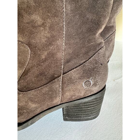 BORN Basil Grey Asphalto Distress Double Buckle Riding Western Look Boots Sz 6M - Picture 4 of 14